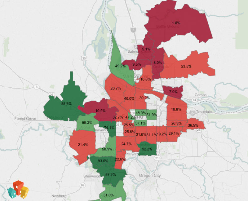 Map of pet friendly neighborhoods in Portland